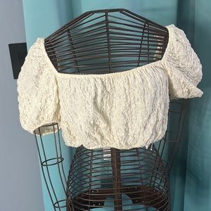 ZARA cream cropped shirt